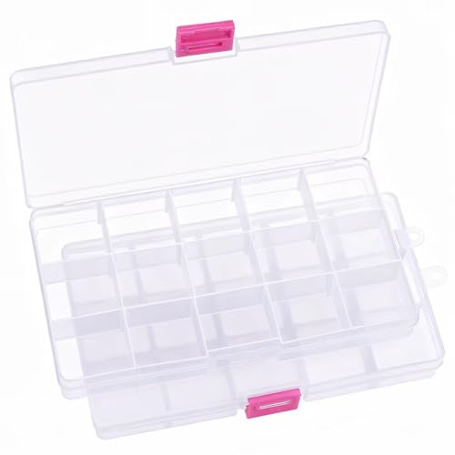 15 Grids Plastic Bead Organizer Box, Organizer Container Storage Box, Adjustable Dividers for bead arts and crafts.(2 Pack) - color: Clear, size: 15 Grids Adjustable (2 pack)