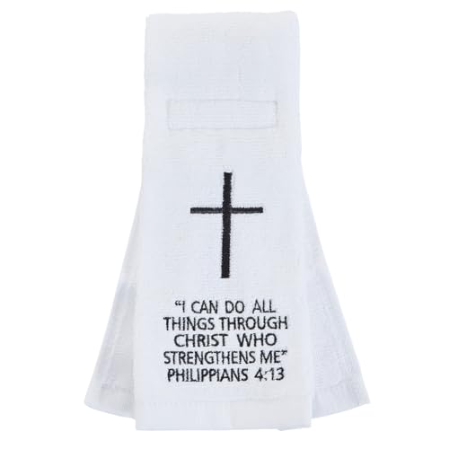 White Football Towel, Cotton Sports Quarterback QB Towels with Hook Loop Closure for Men, Youth, Boys, Adults - color: Philippians 4:13