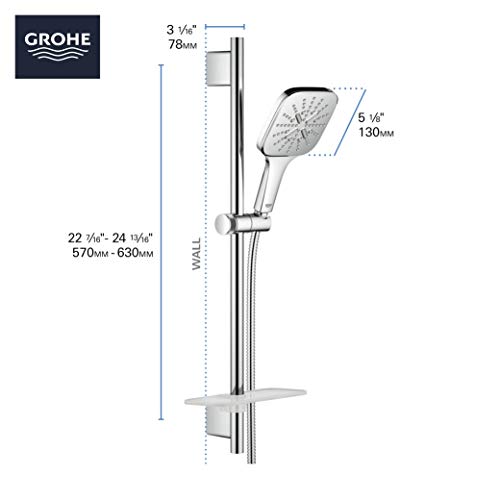 GROHE 26585000 Rainshower SmartActive 24" Shower Slide Bar Kit - 3 Sprays, 1.75 gpm, Starlight Chrome