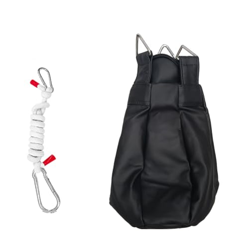 Speed Ball Punching Bag Leather, Folding Heavy Duty Boxing Punching Bag with Hanging Rope, Muay Thai Training Punch Dodge for Home Gym, Adult Boxing Training Equipment - color: Black