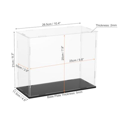 uxcell Acrylic Clear Display Case for Collectibles Self-Assemble Display Boxes, Black Base Dustproof Countertop Storage Box for Collectibles Action Figures, 9.8 x 3.9 x 7.9 Inch - size: 9.8 x 3.9 x 7.9 Inch