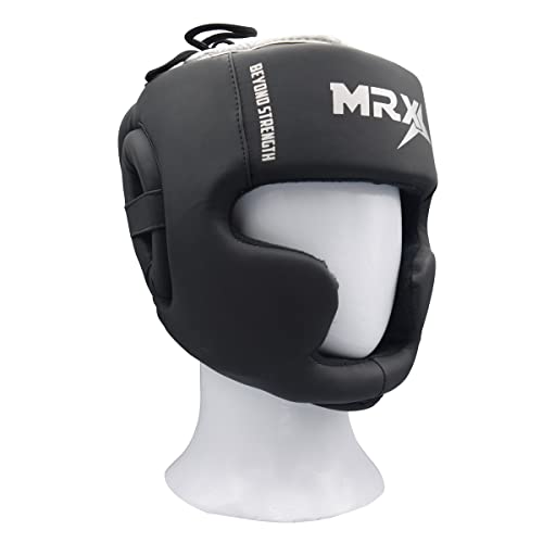 Boxing Headgear MMA Muay Thai, Head Gear for Kickboxing Sparring Grappling Martial Arts Taekwondo Training - color: Black-Silver, size: Large-X-Large