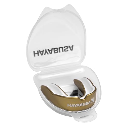 Hayabusa Combat Sports Mouth Guard Youth, Kids and Adult Sizes Comes with Case - Gold/White, Youth - color: Gold/White, size: Youth
