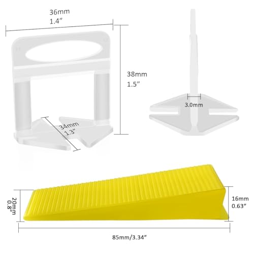 Tile Leveling System with Tile Plier - 3400-Piece Tile Spacers Clips and 200-Piece Reusable Wedges - Tile Tools Set for Stone Installation - size: 1/8 Inch * 3400 Spacers
