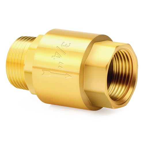 ChillWaves Brass In-Line Spring Check Valve 3/4" NPT Male x 3/4" NPT Female Thread, One-Way Non-return Vertical Check Valve for Backflow Prevention(1-PACK) - size: 3/4" MNPT x 3/4" FNPT, style: PACK OF 1