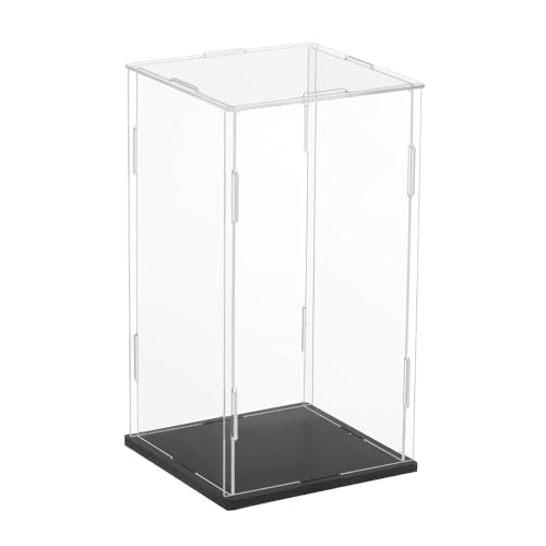 uxcell Acrylic Clear Display Case for Collectibles Self-Assemble Display Boxes Black Base Dustproof Countertop Storage Box for Collectibles Figures, 3.9 x 3.9 x 7.9 Inch - size: 3.9 x 3.9 x 7.9 Inch