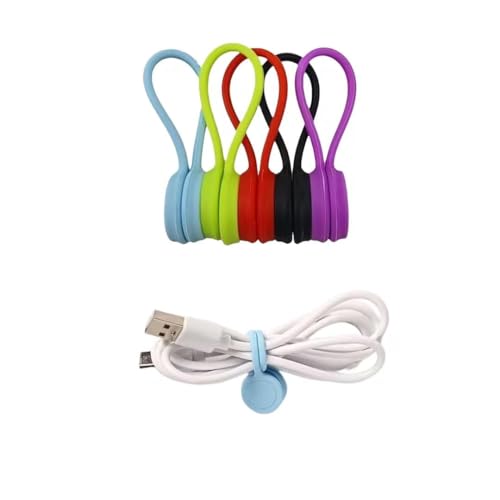 5-Pack Silicone Cable Organizers Cord Clips Wire Management for Desk Car Home Office - color: Blue & Green & Red & Black & Purple