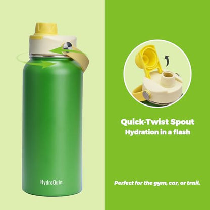 32 oz Insulated Water Bottle Grass Green Stainless Steel Flask - color: Sunshine Sprout