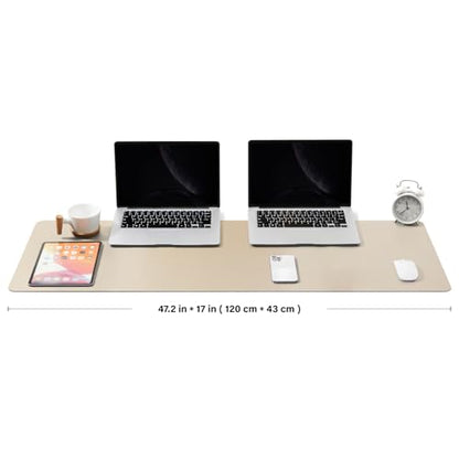 Large Desk Mat - 47.2"x 17" Non-Slip PU Desk Pad for Office and Home - Ideal for Large Mouse Pad and Desk Mats on Top of Desks(Champagne Gold)