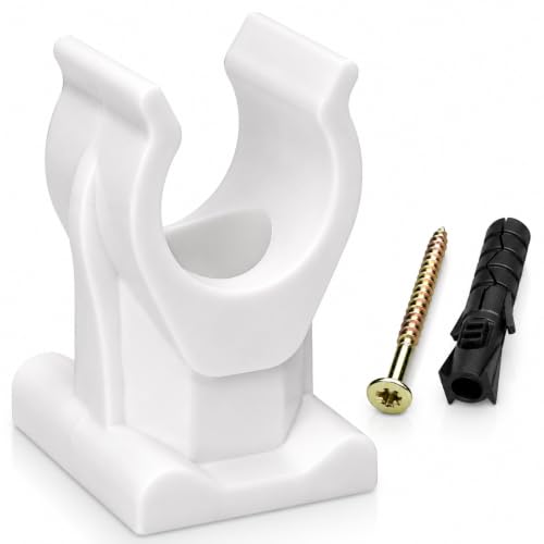 (Pack of 10) Pipe Clips, Plastic Clamps for 25/64" (10 mm) Pipes, U Type Pipe Clamp, Hose Hangers, Tubing White Clips - size: 25/64" (10 mm)