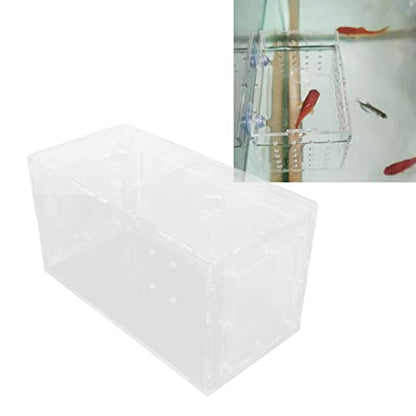 Fish Breeding Box, Acrylic Aquarium Acclimation Hatchery Incubator , Adjuatable Hook Fixing Fish Isolation Box with Lid and Mesh for Baby Fishes, Shrimp, Clownfish, Guppy