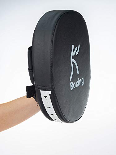 Boxing Punching Mitt,YIWENG Boxing Punching Mitt PU Leather Thick Foam Curved Focus Target Pad Kickboxing Muay Thai Karate Training Hand Pads, Black