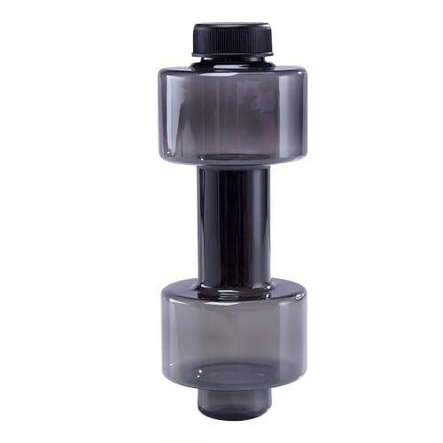 BDumbbell Shaped Sports Water Bottle Durable Plastic Gym Water Kettle For Fitness Outdoor And Daily Use - color: black