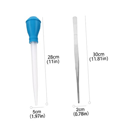 POPETPOP Fish Tank Accessories 3 Piece Cleaning Tool Set Tweezers Pipette Water Changer Lightweight Durable and Easy to Use