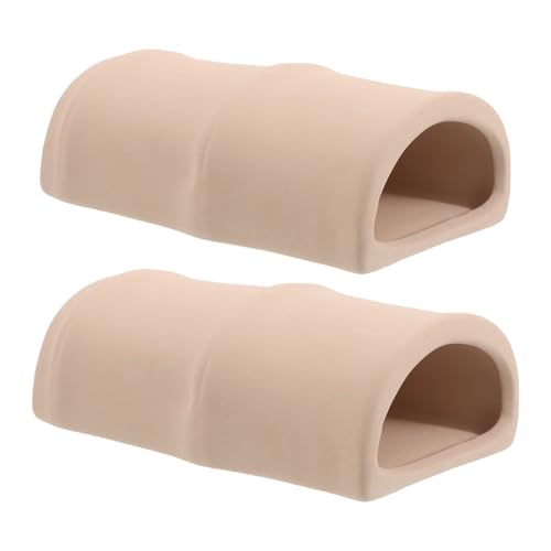Kisangel 2pcs Aquarium Pleco Cave Decorations, D-Shaped Fish Spawning Shelter, Ceramic Cichlid Breeding Cave, Hideout Tube for Shrimp, Betta, Catfish