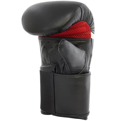 Meister Gel Armor Full-Grain Cowhide Leather Bag Mitts | Ergonomic wrist support with quick slip-on design for heavy bag work, pad work and boxing training - size: XX-Large (18oz)