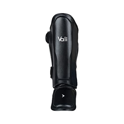 Lancer Leather Shin Guards Instep for Muay Thai - color: Black, size: Large-X-Large