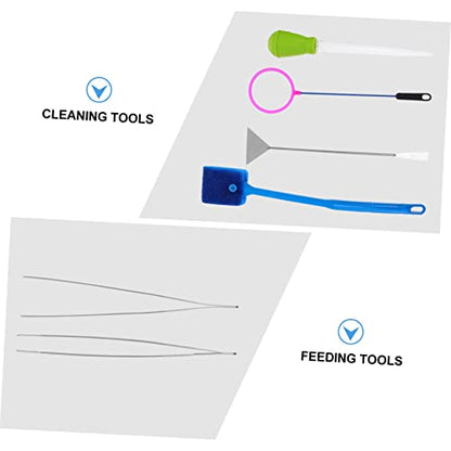 7pcs Aquarium Cleaning Tool Kit Fish Tank Maintenance with Tweezers Net and Brushes for Easy Daily Care Safe for All