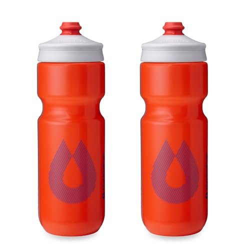 HydraPak Breakaway Surge Lightweight Bike Water Bottle 2-Pack (20oz, 25oz, 30oz) - High Flow, Cycling & Sports Squeeze Bottle - color: Orange, size: 25oz/740ml