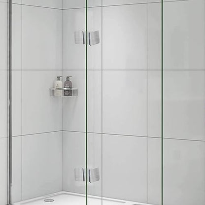 2PCS Railing Glass to Glass Clamp 304 Stainless Steel Half Circle Right Angle Bracket for Clip Shower Room Partition Corner Code Connection Door Fixing Clip (90 Degree)