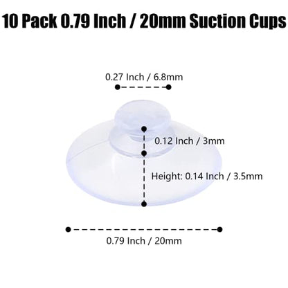 10 Pack Glass Table Suction Cups - 20mm Rubber Suckers, Anti-Collision, Desk Suction Pads - size: 20 mm