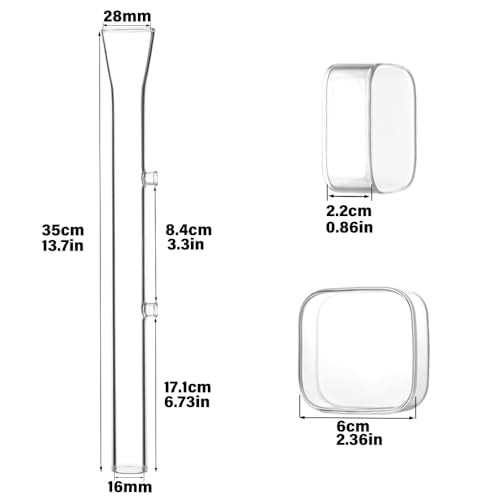 LINLAN 13.78 Inch Glass Shrimp Feeder, Aquarium Feeding Tube and Square Bowl with Two Suction Cups to Prevent Food from Spreading, for Crystal Shrimp and Cherry Shrimp