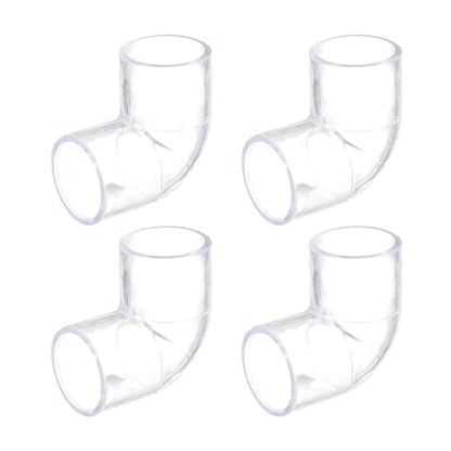 uxcell 4Pcs Clear Elbow Fitting, 25mm/0.98" 2 Way Acrylic Elbow 90 Degree L-Shaped Pipe Fitting Adapter for Connecting Water Pipes
