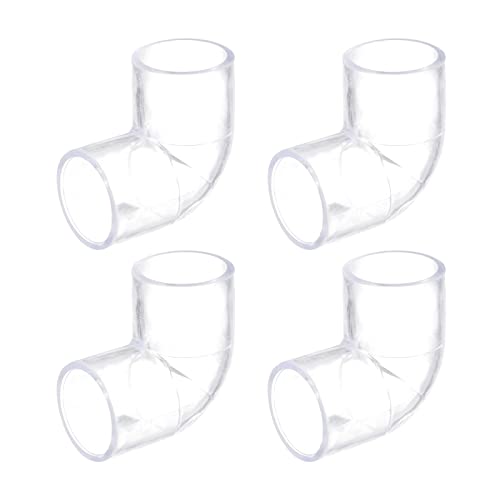 uxcell 4Pcs Clear Elbow Fitting, 25mm/0.98" 2 Way Acrylic Elbow 90 Degree L-Shaped Pipe Fitting Adapter for Connecting Water Pipes