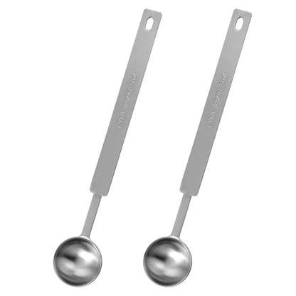 2pcs 1 Tsp Measuring Spoon,5 ML Long Handle Teaspoon Measuring Spoon,Stainless Steel 1 Tsp Teaspoon Scoop for Accurate Measure Liquid Dry Ingredients Ground Coffee, Cooking & Baking