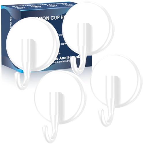 Suction Cup Hooks for Shower, Shower Hooks Mounting on Glass Doors, Tile, Mirrors, Metals,Hook for Hanging Towels, Robe, Loofah, Jackets-White(4 Pack) - color: 4pcs White