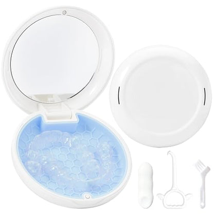 Orthodontic Retainer Case Aligner Mouth Guard Storage Box,White Blue - color: White Blue