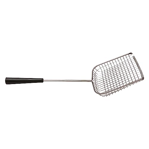 Cat Poop Scooper & Chicken Poop Scooper - Rugged Big 6" Square Stainless Steel Long Handle for Home Kitty Litter Scoop & Farm Chicken Compatible Coop Scooper (Scoop)