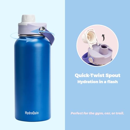32 oz Insulated Water Bottle Royal Blue Stainless Steel Flask - color: Twilight Wave