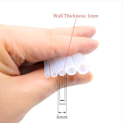 Silicone Tube 5/32"(4mm) ID x 1/4"(6mm) OD Clear Flexible Silicone Rubber Tubing Water Air Hose Pipe Transparent (3.3ft / 1m；4 x 6mm) - size: 4mm ID x 6mm OD