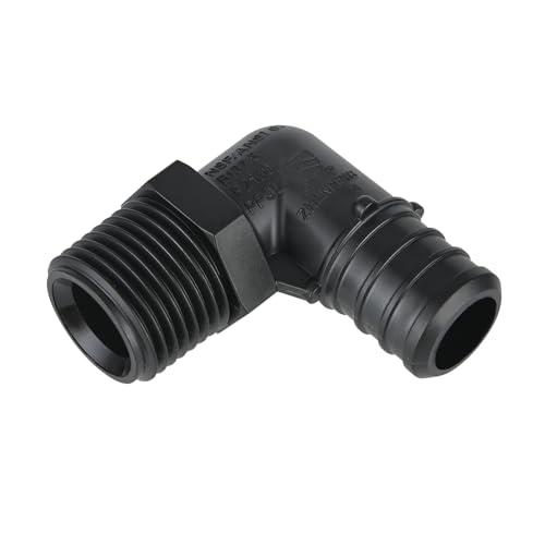 5-Pack EFIELD Poly PPSU Barb Crimp 3/4" Pex X 1/2" Male NPT Elbow Adapter Fittings, ASTM F2159 (3/4"x1/2"),(PPSU1807107) - size: 3/4"X 1/2" P5, style: Male Elbow