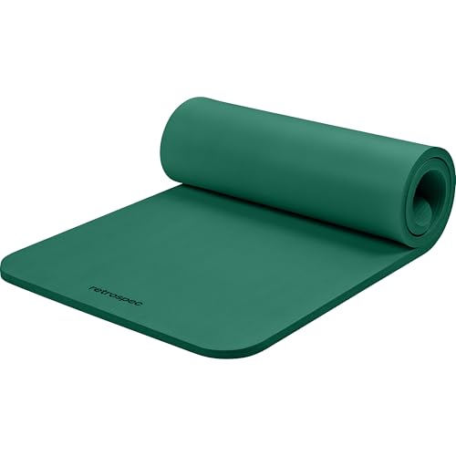 Retrospec Solana Yoga Mat 1" Thick w/Nylon Strap for Men & Women - Non Slip Exercise Mat for Home Yoga, Pilates, Stretching, Floor & Fitness Workouts - color: Elm Green