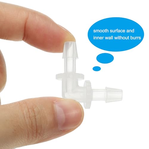 PATIKIL 3/16" Plastic Hose Barb 90 Degree Elbow, 5 Pack L-Barb Fittings 2 Way Equal Barbed Joint Connector Splicer Mender Hose Adapter Union Adapter for Aquarium Fuel Gas Liquid Air