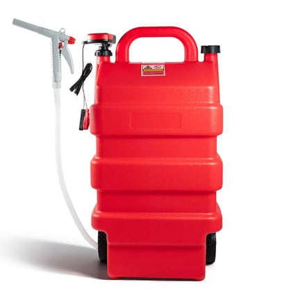 16 Gallon Fuel Caddy with 3.8 GPM Pump, 60L Portable Fuel Storage Caddy with Battery Powered Pump, Red - size: 16Gallon 3.8GPM