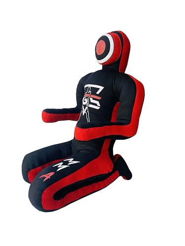 PGS Grappling Dummy for Wrestling Brazilian Jiu Jitus MMA Punching Bag Judo Karate Practice Martial Arts Training Boxing Self Defense Dummy – UNFILLED - color: Black Red, size: 5FT (59 Inches)