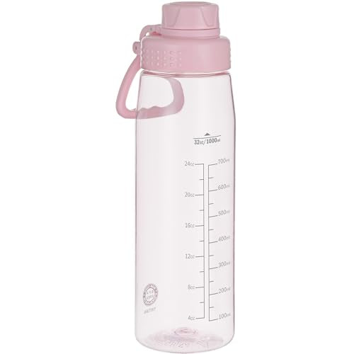 32oz Clear Water Bottle - BPA-Free Tritan Plastic, Fast Flow Spout Lid, Wide Mouth & Leakproof Design Hiking Water Bottle Suitable for Travel, Outdoors, Gym, Travel, Home, School（Pink） - color: Pink