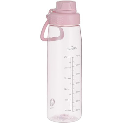 32oz Clear Water Bottle - BPA-Free Tritan Plastic, Fast Flow Spout Lid, Wide Mouth & Leakproof Design Hiking Water Bottle Suitable for Travel, Outdoors, Gym, Travel, Home, School（Pink） - color: Pink