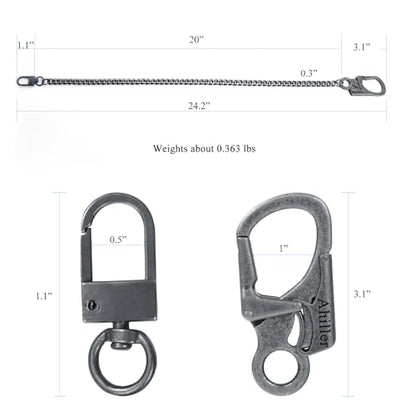 Ahiller Heavy Duty Key Wallet Chains for Men Biker - color: Grey-bk-2p