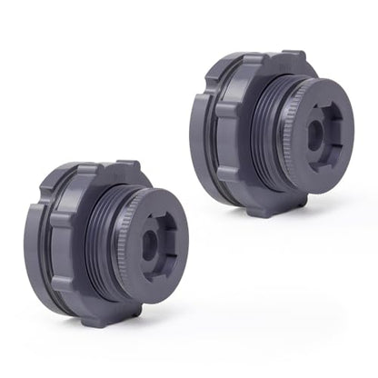 ChillWaves PVC Bulkhead Fitting 1-1/2" Double Thread Connector Adapter with Plugs for Water Tank, Aquariums, Rain barrels(2-PACK)