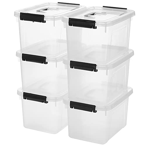 6 Quart Clear Storage Latch Box/Bins, 6-Pack Plastic Container with Latches and Lid - color: Clear, size: 6 QT