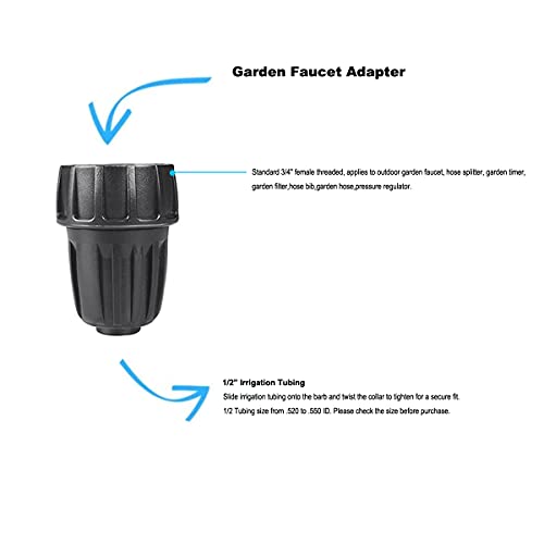1/2 Inch Drip Irrigation Tubing Faucet Adapter 6 Pack, 3/4" to 1/2" Irrigation System Hose Adapter, 3/4 Inch Faucet Connector Garden Hose Adapter - size: 3/4" to 1/2" Hose Adapter (6 Pack)