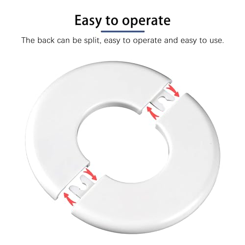 Wall Split Flange 1 Pc, ABS Self-Adhesive tape Round Escutcheon Plate Cover, Design for 0.39"/10mm Diameter Pipe, Water Pipe Decoration Escutcheon Plate, Wall Hole Decoration Cover, White