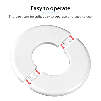 Wall Split Flange 1 Pc, ABS Self-Adhesive tape Round Escutcheon Plate Cover, Design for 0.39"/10mm Diameter Pipe, Water Pipe Decoration Escutcheon Plate, Wall Hole Decoration Cover, White
