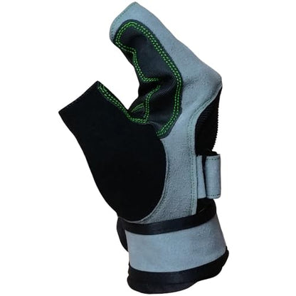 Meister Wrist Wrap Weight Lifting Gloves w/Gel Padding - color: Gray / Neon Green, size: Medium