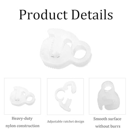 30Pcs 1/4” Double Gripping Nylon Hose Clamps, Snap Grip Plastic Hose Clamps (6.1-6.6mm), Heavy Duty Adjustable Ratcheting Clamps for Plumbing, Automotive (White) - size: 1/4” (6.1-6.6mm)