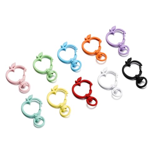 5Pcs Swivel Clasps Snap Hook, Apple Shape Alloy Metal Lobster Claw Clasp for Keychains, DIY Crafting 24 * 38mm (Orange) - color: Orange